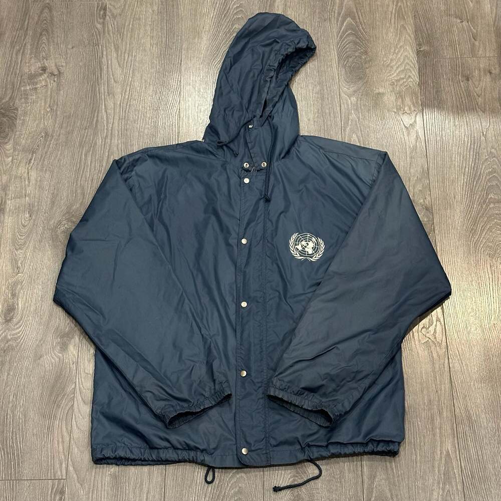 Vintage Screen Stars United Nations Windbreaker Jacket Navy Blue XL